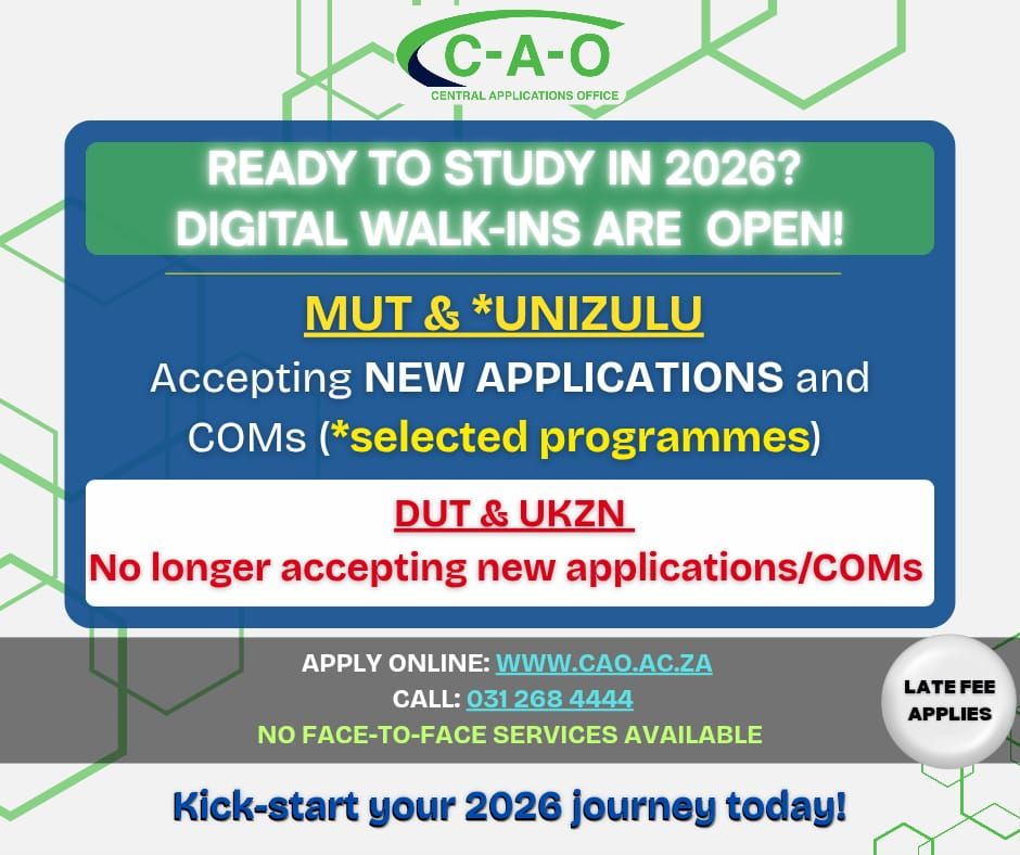 2026 CAO Applications Now Open for KZN Public Universities